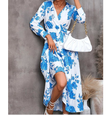 Blue Floral Midi Dress