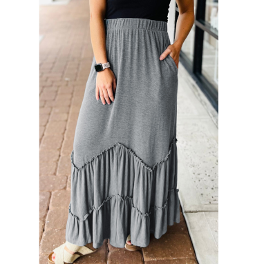 Double Ruffle Gray Skirt