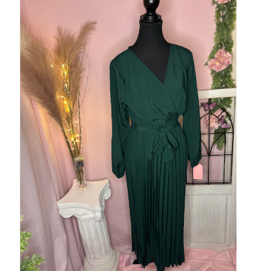 Hunter Green Pleated Dress