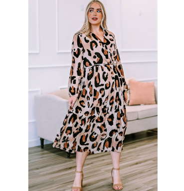 Leopard Pleated Dress