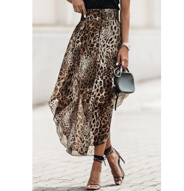 Smocked Waist Leopard Skirt