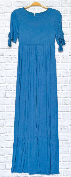 Blaire Baby Blue Side Sleeve Tie Maxi Dress