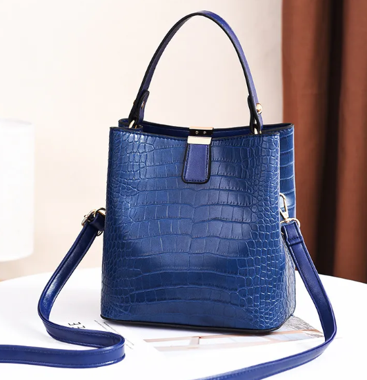 Ladies PU Leather Buckle Bucket Bag