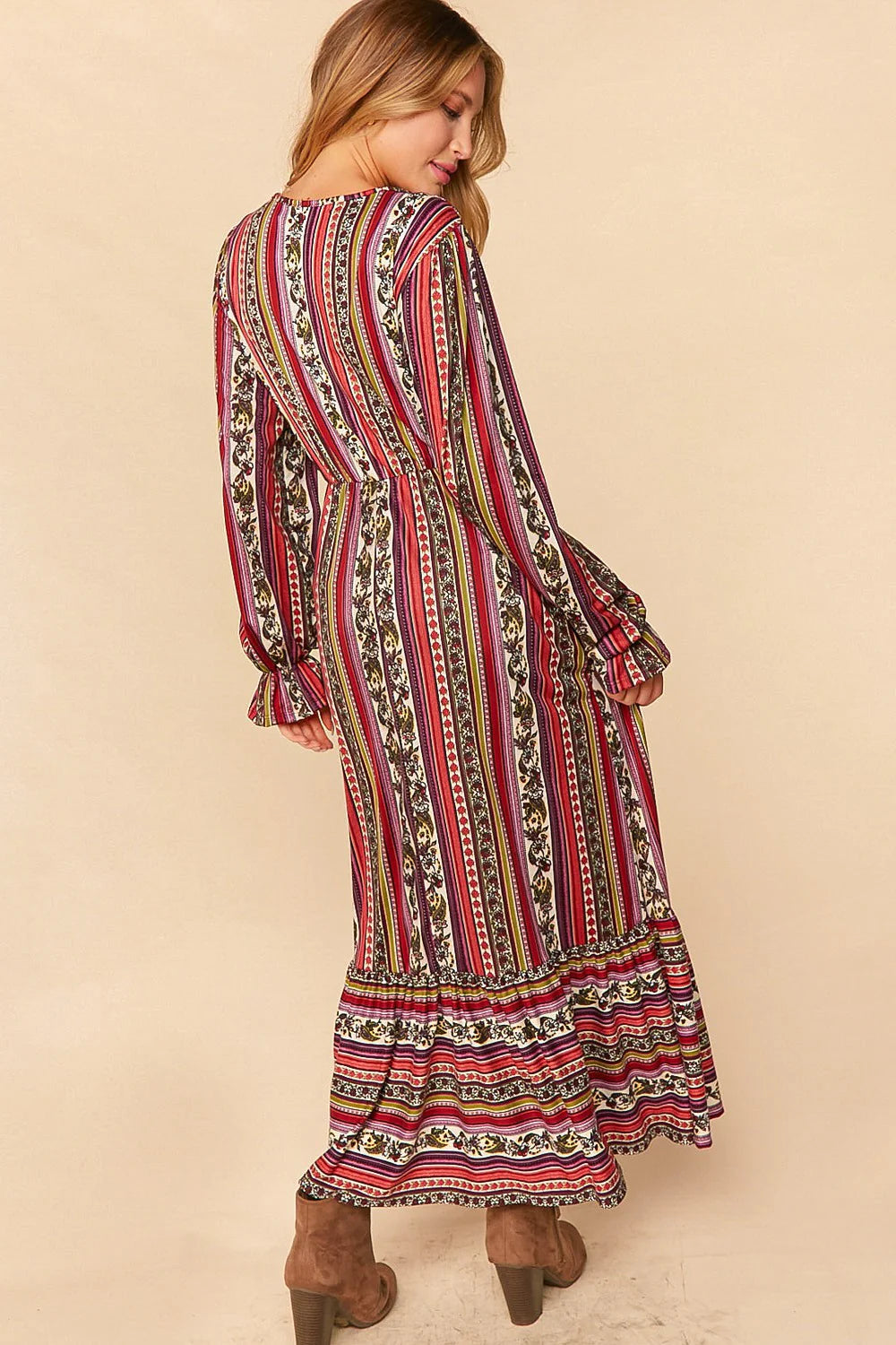 Debbie Bubble Striped Boho Dress