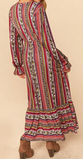 Debbie Bubble Striped Boho Dress