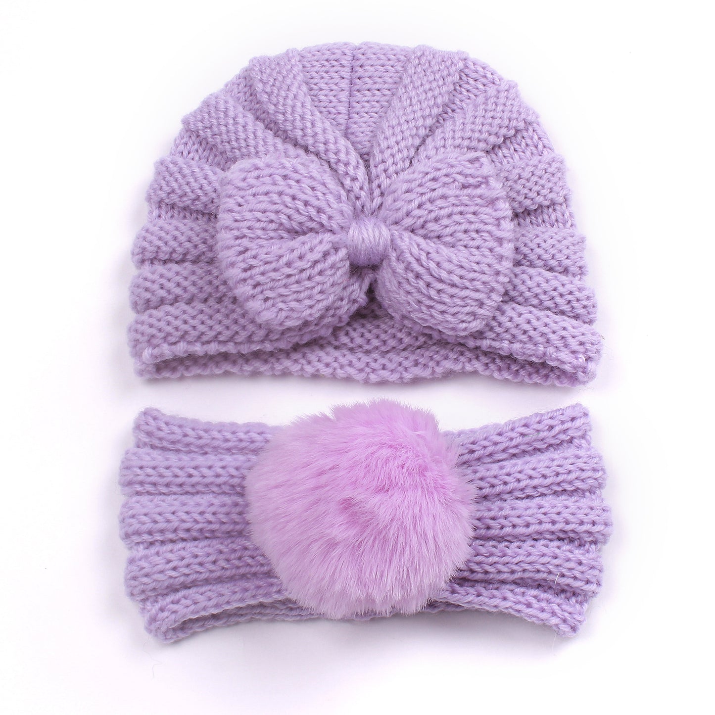 Infant and Toddler Knitted Hat and Head Band Combo