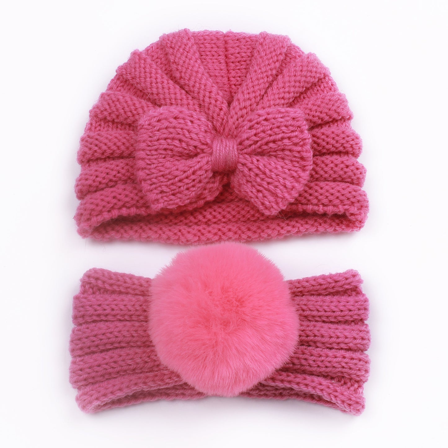 Infant and Toddler Knitted Hat and Head Band Combo