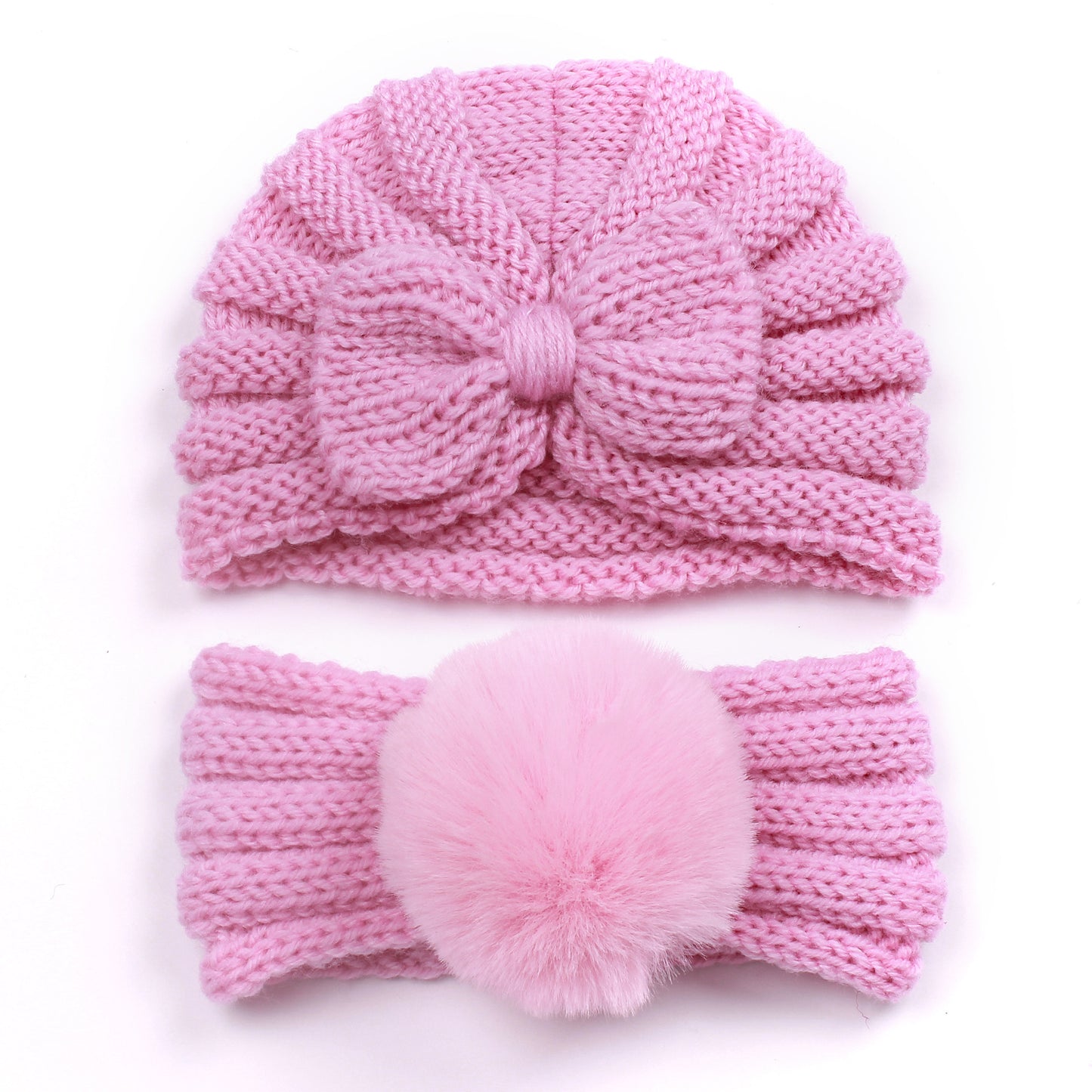 Infant and Toddler Knitted Hat and Head Band Combo