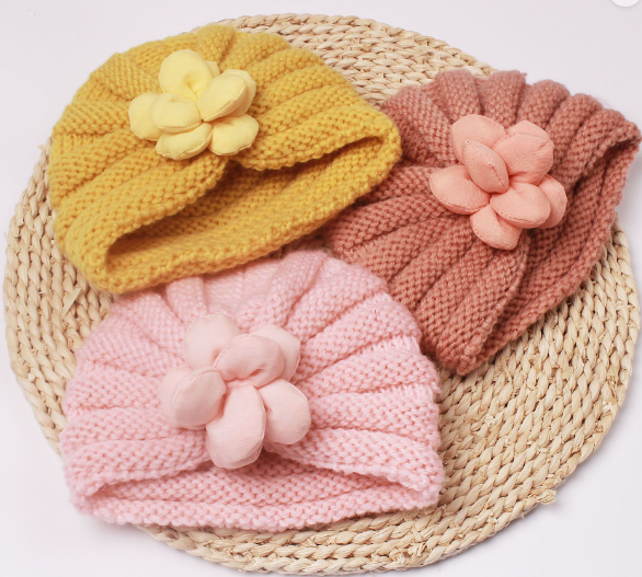 Infant and Toddler Knit Hat with Front Stuffed Bow