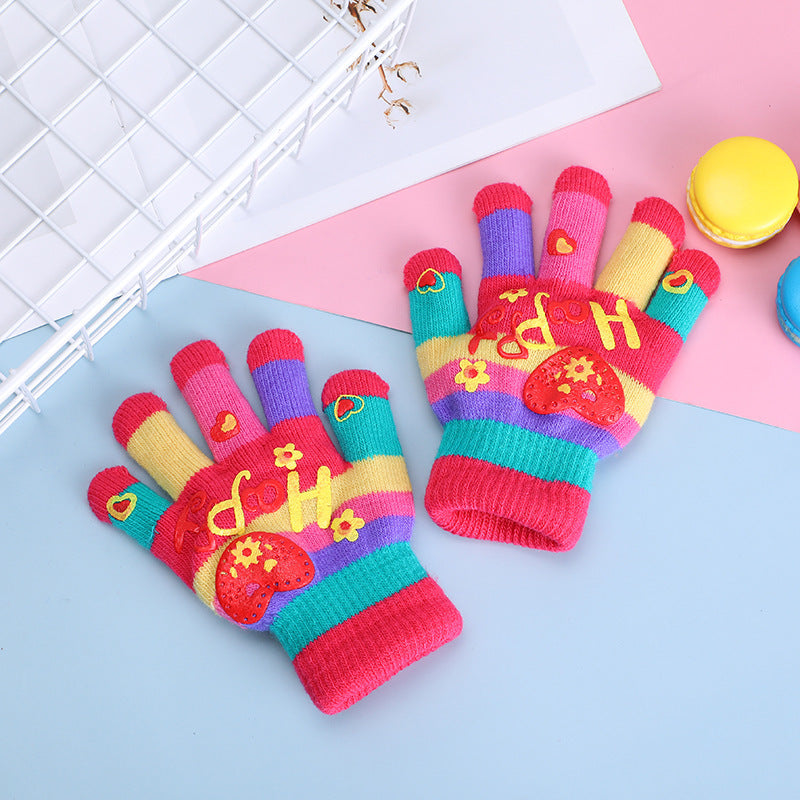 Kids Colorful Knit Gloves