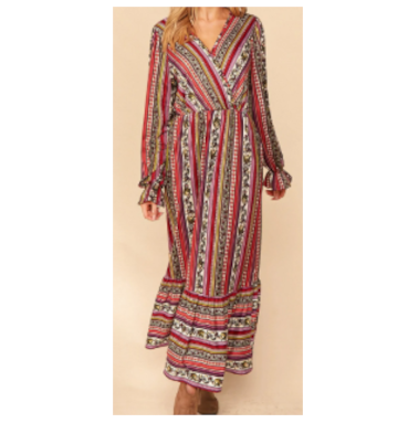 Debbie Bubble Striped Boho Dress